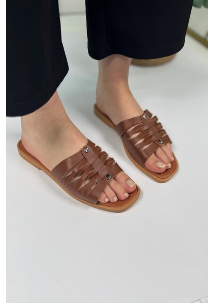 Günlük Küt Burun Kadın Terlik Bantlı Pedli Puf Yumuşak Taban Hafif Yazlık Çeyiz Bohça Misafir Ev 399