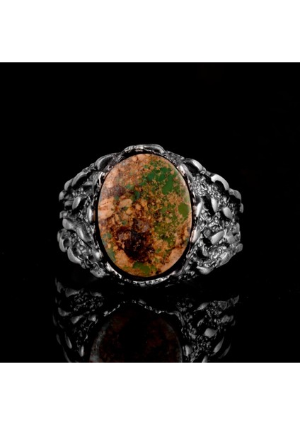 Doğal Arizona Turkuaz Taş Yüzük, Erkekler Için Hediye, 925 Ayar Gümüş Yüzük, Minimalist Yüzük (Stil-13) fiyatları