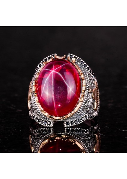 Islami Yıldız Ruby Taş Yüzük, 925 Ayar Sert Gümüş Yüzük, Farklı Yüzük modelleri