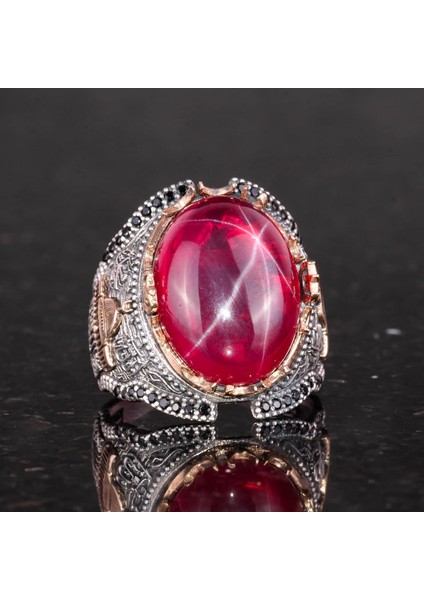 Islami Yıldız Ruby Taş Yüzük, 925 Ayar Sert Gümüş Yüzük, Farklı Yüzük fırsatları