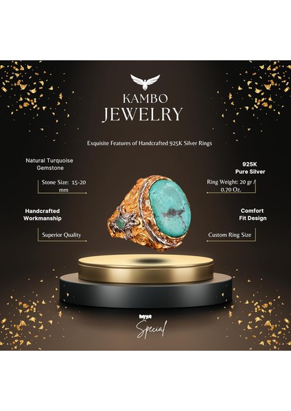 Arizona Turkuaz Taşı Yüzük, 925 Ayar Gümüş Yüzük Erkekler Için fiyatları