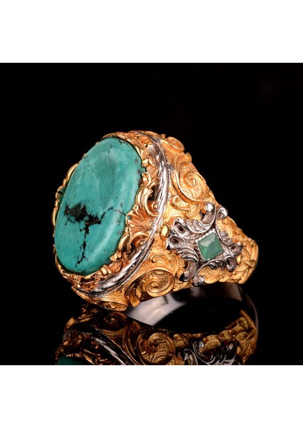 Arizona Turkuaz Taşı Yüzük, 925 Ayar Gümüş Yüzük Erkekler Için fırsatları