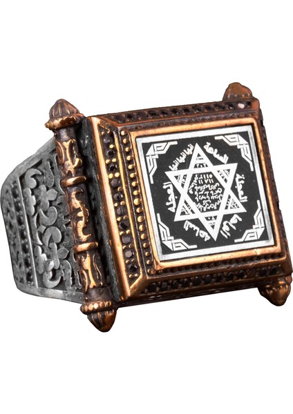 Kabbalah Yüzüğü, Davud'un Yıldızı Yüzüğü, Süleyman Mührü Yüzüğü, Erkek Sterlin Gümüş Islami Yüzük