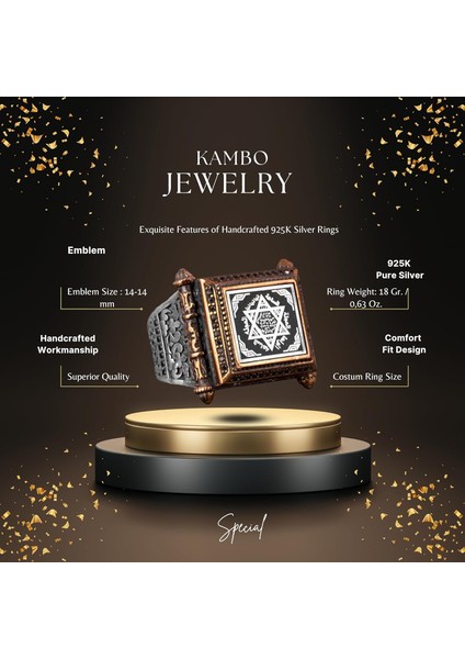 Kabbalah Yüzüğü, Davud'un Yıldızı Yüzüğü, Süleyman Mührü Yüzüğü, Erkek Sterlin Gümüş Islami Yüzük fiyatları