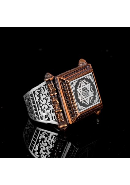 Kabbalah Yüzüğü, Davud'un Yıldızı Yüzüğü, Süleyman Mührü Yüzüğü, Erkek Sterlin Gümüş Islami Yüzük indirimleri