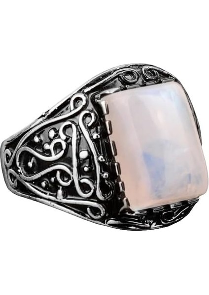 925 Ayar Gümüş Yüzük, Doğal Aytaşı Taşlı Yüzük Erkekler Için