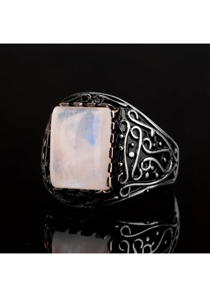 925 Ayar Gümüş Yüzük, Doğal Aytaşı Taşlı Yüzük Erkekler Için indirimleri