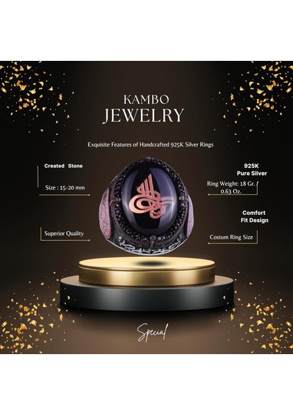 925 Ayar Gümüş El Yapımı Erkek Yüzük - Davud Yıldızı Yüzüğü (Küçük Osmanlı Tuğrası) fiyatları