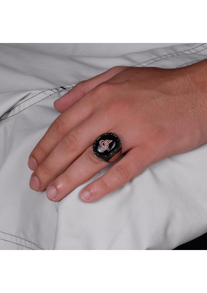 925 Ayar Gümüş El Yapımı Erkek Yüzük - Davud Yıldızı Yüzüğü (Küçük Osmanlı Tuğrası) modelleri