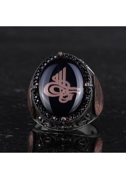 925 Ayar Gümüş El Yapımı Erkek Yüzük - Davud Yıldızı Yüzüğü (Küçük Osmanlı Tuğrası) fırsatları