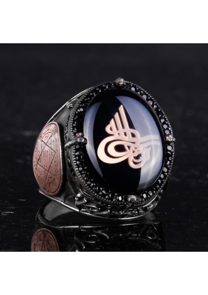 925 Ayar Gümüş El Yapımı Erkek Yüzük - Davud Yıldızı Yüzüğü (Küçük Osmanlı Tuğrası) indirimleri