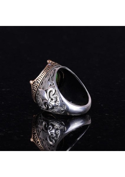 925 Ayar Gümüş Yüzükler Premium Üretilmiş Taşlarla (Açık Yeşil Kedi Gözü Yapay Taş) indirimleri