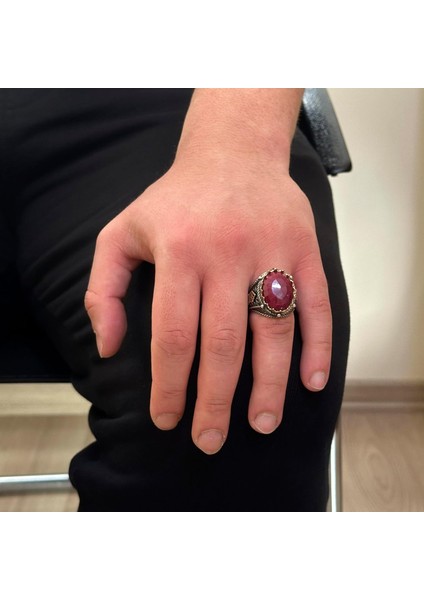 Erkekler Için Doğal Yakut Taşlı Yüzük, 925 Ayar Gümüş Yüzük modelleri