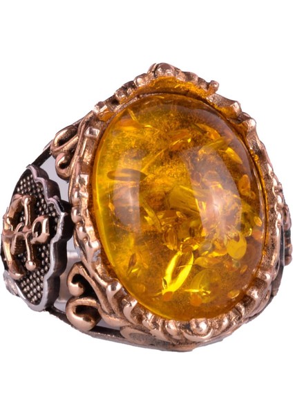 Bal Amber Yapay Taşlı Yüzük, 925 Ayar Gümüş Yüzük, Denizci Ahtapot Gümüş Yüzük - Çeşitli & Farklı Koleksiyon