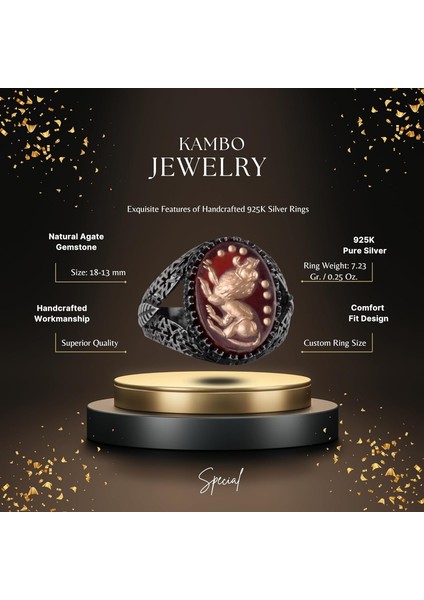 Doğal Ametist Taş Yüzük - Aslan Yüzüğü - 925 Ayar Gümüş Erkek Yüzüğü - Özel Oymalı Yüzük fiyatları