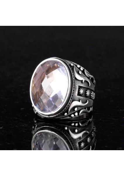 Yapay Taş Yüzük, 925 Ayar Gümüş Yüzük, Tasarım Gümüş Erkek Yüzüğü (Kristal Yapay Taş) fırsatları