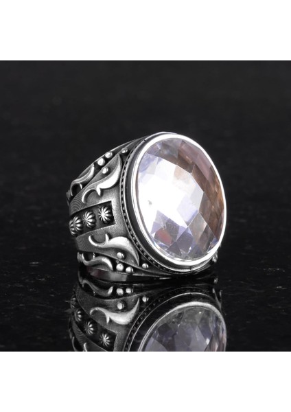 Yapay Taş Yüzük, 925 Ayar Gümüş Yüzük, Tasarım Gümüş Erkek Yüzüğü (Kristal Yapay Taş) indirimleri