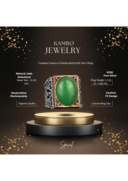 Doğal Taş Yüzük, 925 Ayar Gümüş Yüzük (Jade) fiyatları
