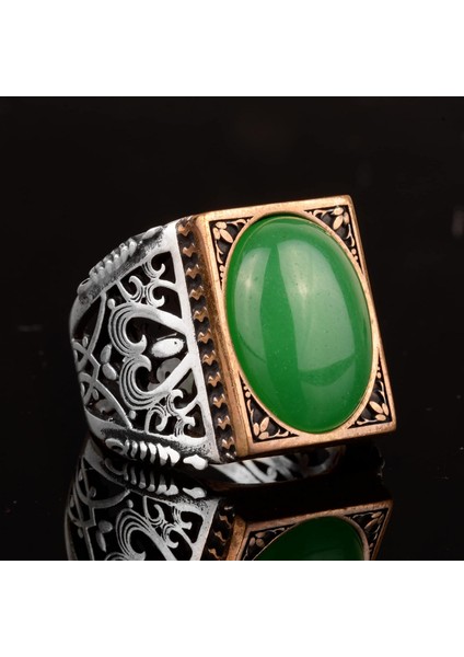 Doğal Taş Yüzük, 925 Ayar Gümüş Yüzük (Jade) fırsatları