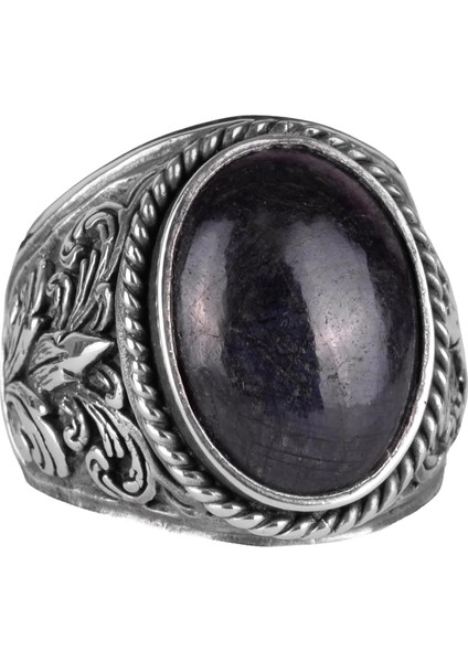 925 Ayar Gümüş Yüzükler - Doğal Taş Seçimi (Cabochon Safir)