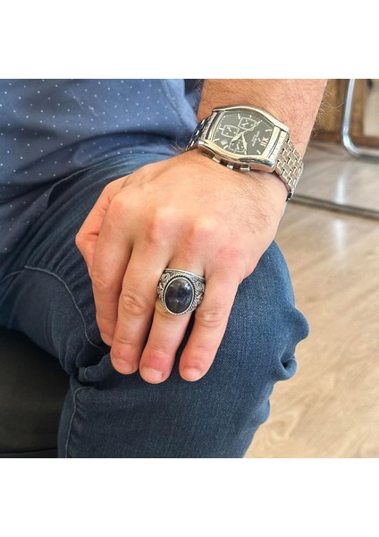 925 Ayar Gümüş Yüzükler - Doğal Taş Seçimi (Cabochon Safir) modelleri