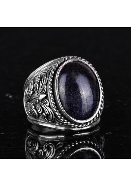 925 Ayar Gümüş Yüzükler - Doğal Taş Seçimi (Cabochon Safir) fırsatları