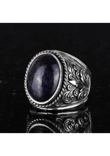925 Ayar Gümüş Yüzükler - Doğal Taş Seçimi (Cabochon Safir) indirimleri