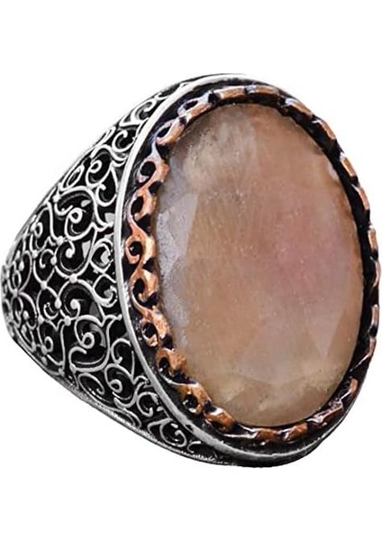 El Yapımı Doğal Safir Taşlı Yüzük, Erkekler Için Büyük Yüzük, Gümüş - Bilgelik ve Asaletin Sembolü