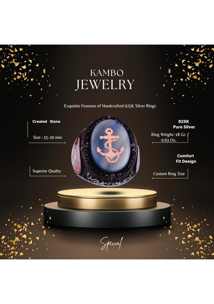 Yıldız David Yüzüğü - El Yapımı Yüzük - 925 Ayar Gümüş Erkek Yüzüğü (Çapa ve Ip) fiyatları