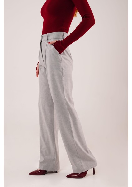 Premium Model Oturtmalı Gri Pantolon