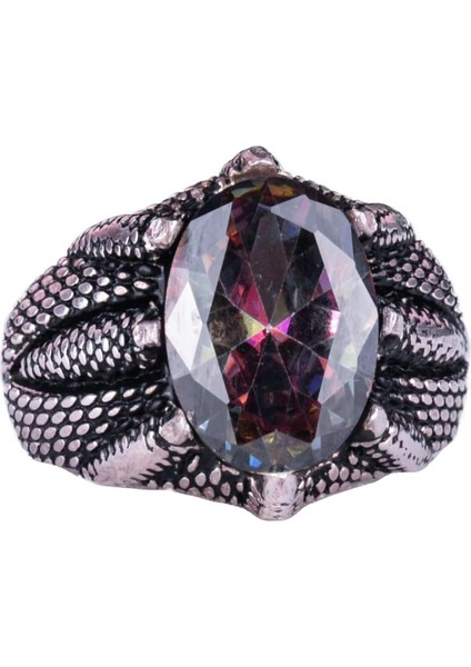 Sterling Gümüş Pençe Yüzük, Oluşturulmuş Mistik Topaz Taşı ile – Yay Burcu Için Denge ve Spiritüel Farkındalık Amaçlı El Yapımı Yüzük