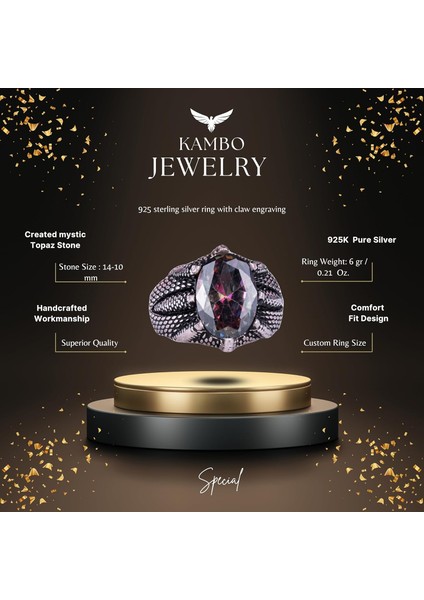 Sterling Gümüş Pençe Yüzük, Oluşturulmuş Mistik Topaz Taşı ile – Yay Burcu Için Denge ve Spiritüel Farkındalık Amaçlı El Yapımı Yüzük fiyatları