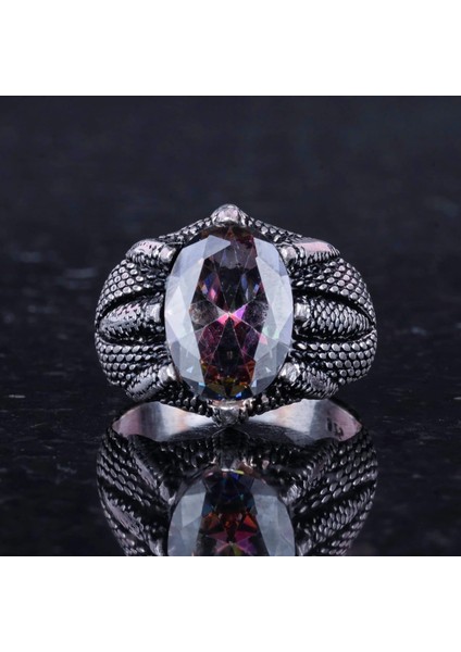 Sterling Gümüş Pençe Yüzük, Oluşturulmuş Mistik Topaz Taşı ile – Yay Burcu Için Denge ve Spiritüel Farkındalık Amaçlı El Yapımı Yüzük fırsatları