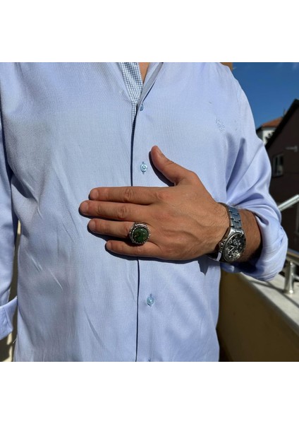 Doğal Taş El Yapımı Yüzük - 925 Ayar Gümüş Yüzük (Krisokolla) modelleri