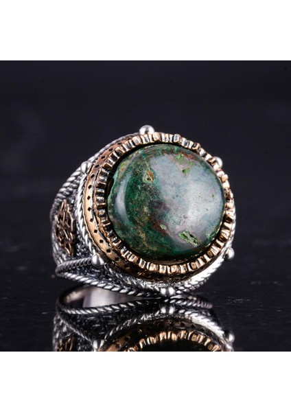 Doğal Taş El Yapımı Yüzük - 925 Ayar Gümüş Yüzük (Krisokolla) indirimleri