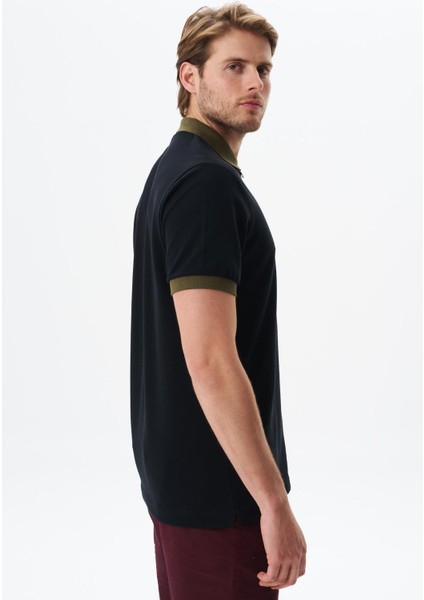 Erkek Regular Fit Basic Pamuk Pike Fermuarlı Polo Yaka Tişört Y29374354302