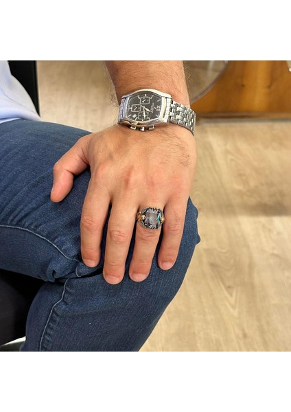 Erkekler Için El Yapımı 925 Ayar Gümüş Eagle Yüzük, Oluşturulmuş Mystic Topaz ile - Güç ve Özgürlüğün Sembolü