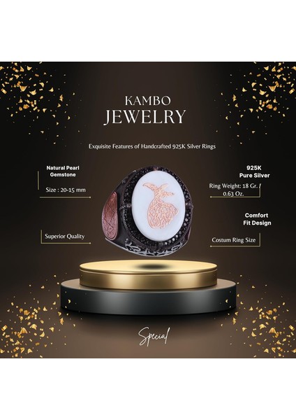 Desenli El Yapımı Yüzük - 925 Ayar Gümüş Erkek Yüzüğü - Davud Yıldızı Takısı (Semazen) fiyatları