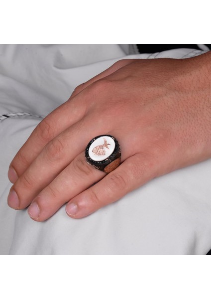 Desenli El Yapımı Yüzük - 925 Ayar Gümüş Erkek Yüzüğü - Davud Yıldızı Takısı (Semazen) modelleri