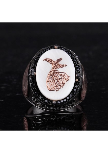 Desenli El Yapımı Yüzük - 925 Ayar Gümüş Erkek Yüzüğü - Davud Yıldızı Takısı (Semazen) fırsatları