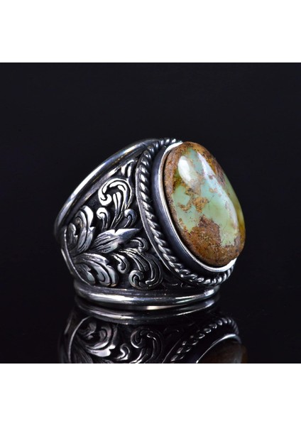 Erkekler Için Turkuaz Taş Yüzük, 925 Ayar Gümüş El Yapımı Ejderha Ölçeği Tasarımı, Modern Stil Şifa Kristali Takı (Stil-3) fırsatları