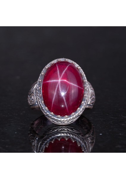 Doğal Yıldız Yakutu Taşlı Yüzük, El Yapımı Yüzük, 925 Ayar Gümüş Yüzük Erkekler Için fiyatları