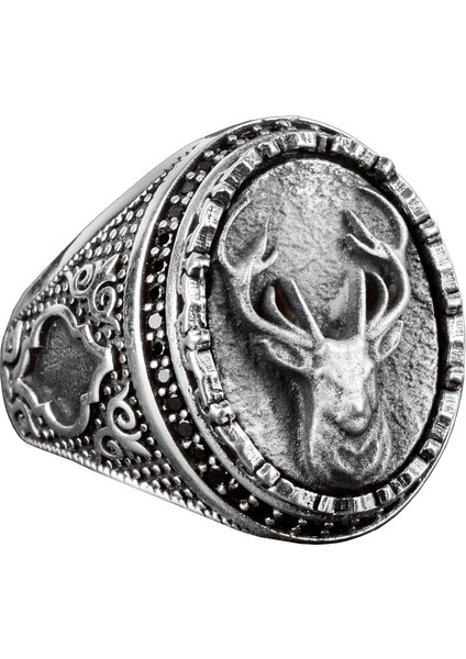 925 Ayar Gümüş Erkek Geyik Yüzük - Cesur ve Ihtişamlı Tasarım, Günlük Kullanım ve Özel Günler Için Ideal