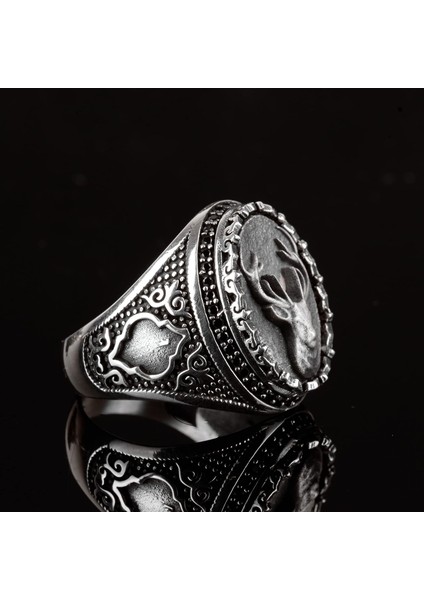 925 Ayar Gümüş Erkek Geyik Yüzük - Cesur ve Ihtişamlı Tasarım, Günlük Kullanım ve Özel Günler Için Ideal indirimleri