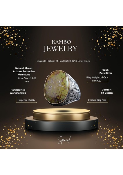 Doğal Arizona Turkuaz Taş Yüzük, Büyük Yüzük, 925 Ayar Gümüş Yüzük Erkekler Için fiyatları