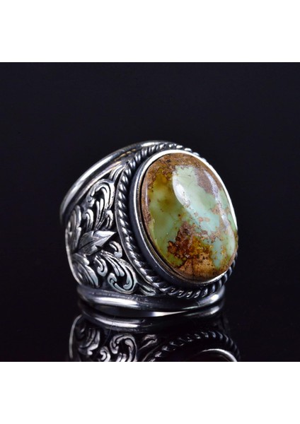 Erkekler Için Turkuaz Taş Yüzük, 925 Ayar Gümüş El Yapımı Ejderha Ölçeği Tasarımı, Modern Stil Şifa Kristali Takı (Stil-3) indirimleri