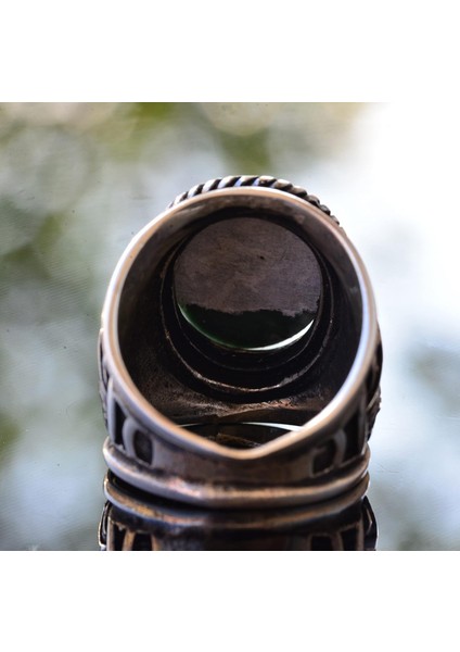 Zarif Taş Koleksiyonu Için Erkekler: 925 Ayar Gümüş Yüzükler - Doğal Taş Seçimi (Krisopras) indirimleri