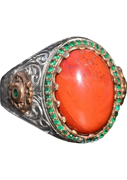 El Yapımı Doğal Kırmızı Mercan Yüzük | 925 Ayar Gümüş Erkek Yüzüğü | Tutku ve Enerji Tasarımı