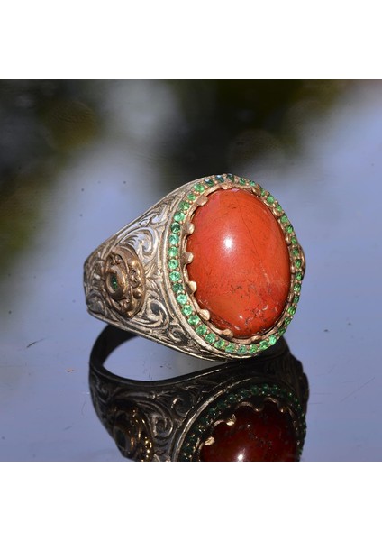 El Yapımı Doğal Kırmızı Mercan Yüzük | 925 Ayar Gümüş Erkek Yüzüğü | Tutku ve Enerji Tasarımı modelleri