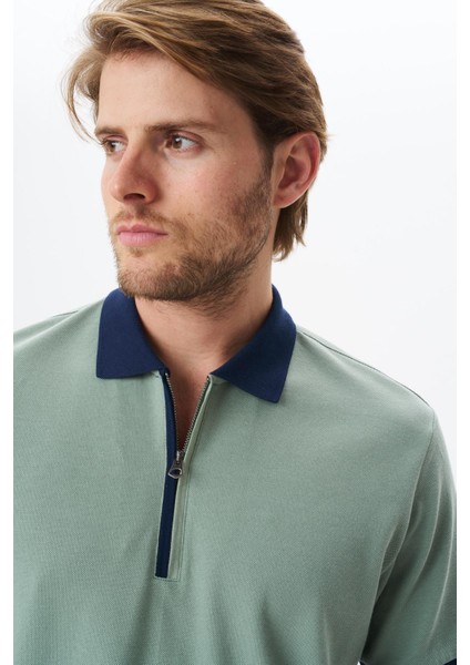 Erkek Regular Fit Basic Pamuk Pike Fermuarlı Polo Yaka Tişört Y29374354302 fiyatları